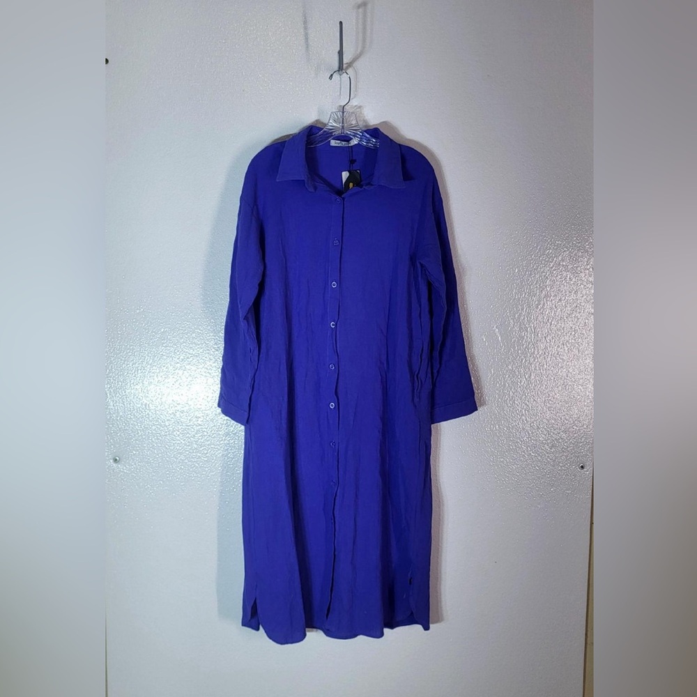 NWT Soplia Gon Shirt Dress Women's Large Button Pockets Lagenlook Minimalist